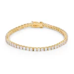 Goldtone Finish Victorian Cubic Zirconia Tennis 7 Inch Bracelet