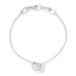 .12 Ct Rhodium Interlocked Hearts Bracelet with CZ Accents