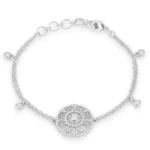 .5 Ct Rhodium Bracelet with Interlocking Circles and CZ