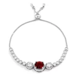 Deep Red and Clear CZ Bolo Style Tennis Bracelet