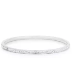 Simple Rhodium Plated Finish Crystal Bangle
