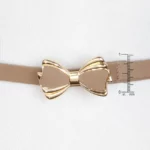 Taupe Bowtie Belt With Gold Trim
