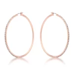 Large Rosegold Hoop Earrings with Crystals
