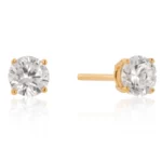5mm New Sterling Round Cut Cubic Zirconia Studs Gold