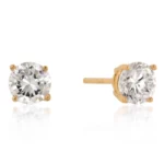 6mm New Sterling Round Cut Cubic Zirconia Studs Gold