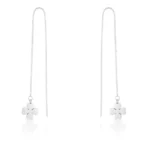 Patricia Rhodium Stainless Steel Clover Threaded Drop Earrings