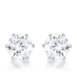 Reign 3.4ct CZ Rhodium Stainless Steel Stud Earrings