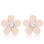 Daisy 0.3ct CZ Rose Gold Stainless Steel Flower Stud Earrings
