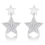 Bianca 0.5ct CZ Rhodium Star Drop Earrings
