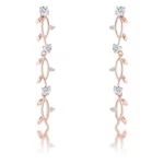 1.1Ct Vine Design Rose Gold Plated Earrings