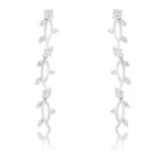 1.1Ct Vine Design Rhodium Earrings