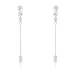 1.2Ct Graduated Rhodium Plated Drop Cubic Zirconia Earrings.