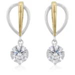 Two-tone Finish Cubic Zirconia Drop Earrings