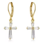 Cubic Zirconia Goldtone Finish Cross Earrings