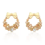 Holiday Wreath Champagne Crystal Earrings