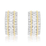 Two-Tone Three Row Earrings