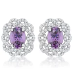 Amethyst Oval Stud Earrings
