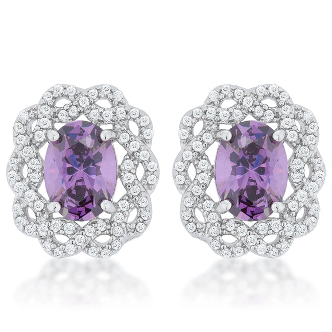 Amethyst Oval Stud Earrings
