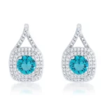 Christal 2.3ct Aqua CZ Rhodium Classic Drop Earrings