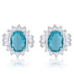 Chrisalee 3.3ct Aqua CZ Rhodium Classic Stud Earrings