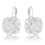 Maya 1.5ct CZ Rhodium Rose Drop Earrings