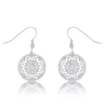 .95 Ct Interlocking Circle Rhodium and CZ Earrings