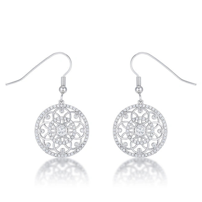 .95 Ct Interlocking Circle Rhodium and CZ Earrings