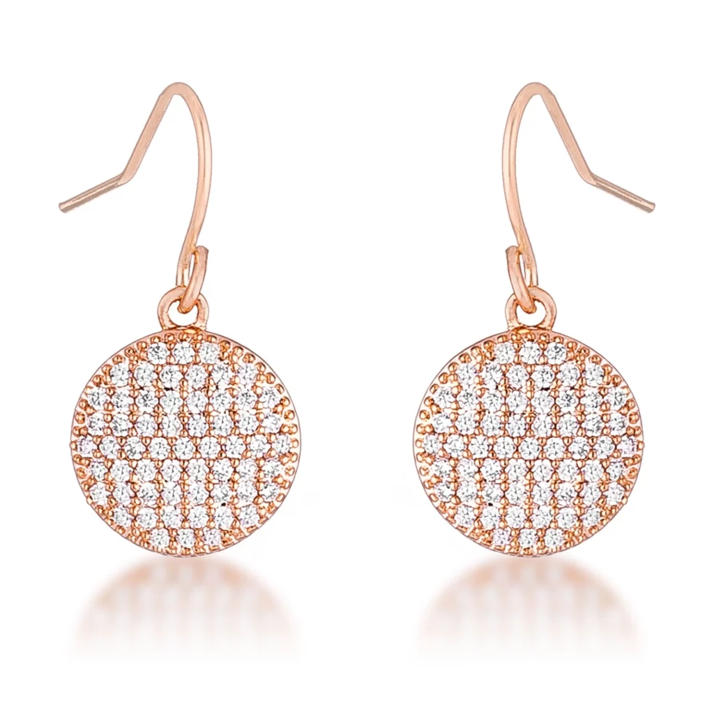 .6 Ct Elegant CZ Rose Gold Plated Disk Earrings