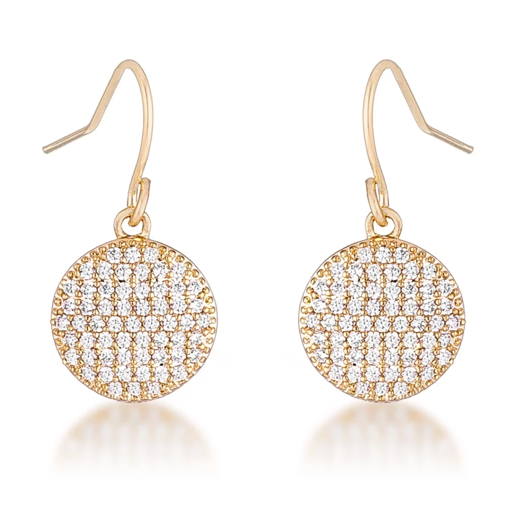 .6 Ct Elegant CZ Gold Plated Disk Earrings