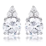 Simple Rhodium Plated 9mm Clear CZ Stud Earring