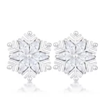 .6Ct Rhodium Plated Clear Marquise Snowflake Earrings