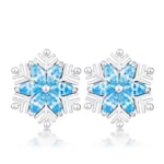 Rhodium Plated Aqua Blue Marquise Snowflake Earrings