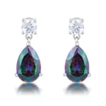 9 | 9.9Ct Rhodium Mystic Iridescent Teardrop Earrings
