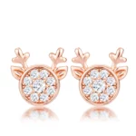 18k Rose Gold Plated Clear CZ Reindeer Earrings