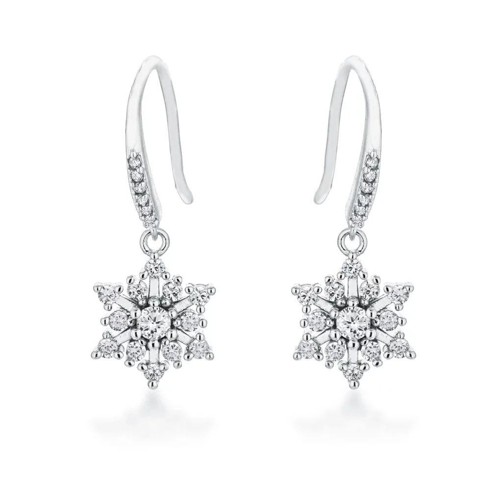 Contemporary Rhodium Plated CZ Earrings