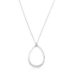 Rhodium Plated Crystal Teardrop Necklace