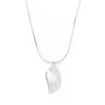 Rhodium Plated Crystal Leaf Necklace