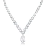 Bejeweled Cubic Zirconia Pear Drop Necklace