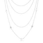 Multi-Chain Rhodium Star Necklace with CZ