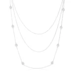 Carol 1.28ct CZ Rhodium Pave Disc Layered Station Necklace