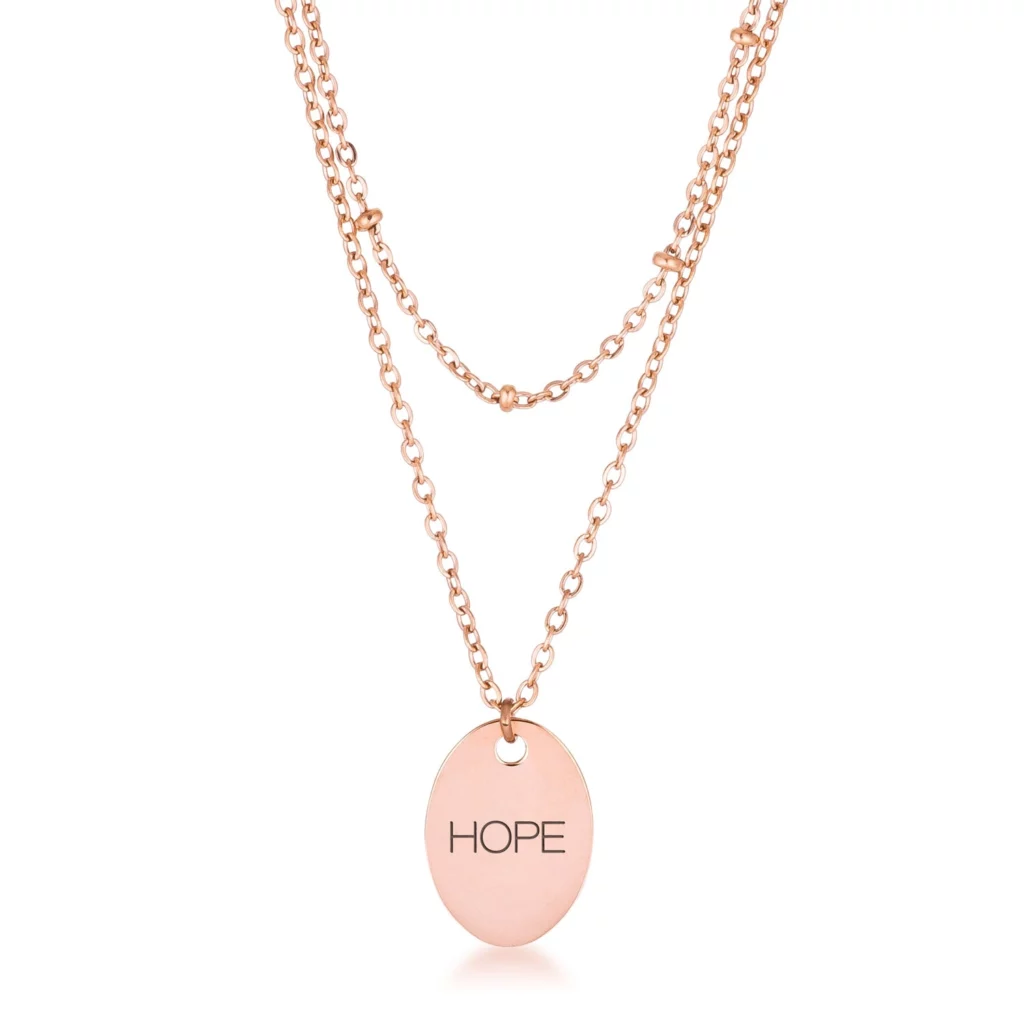Rose Gold Plated Double Chain HOPE Necklace