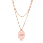 Rose Gold Plated Double Chain LOVE Necklace