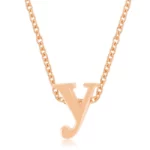 Rose Gold Finish Initial Y Pendant