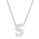 Rhodium Plated Finish Initial S Pendant