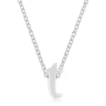 Rhodium Plated Finish Initial T Pendant
