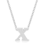 Rhodium Plated Finish Initial X Pendant