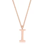 Elaina Rose Gold Stainless Steel I Initial Necklace