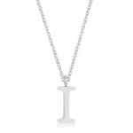 Elaina Rhodium Stainless Steel I Initial Necklace
