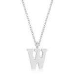 Elaina Rhodium Stainless Steel W Initial Necklace