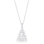 .2 ct CZ Rhodium Christmas Tree Pave Holiday Pendant